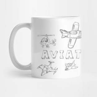 Aviation Pen Drawing Cartoon Mug